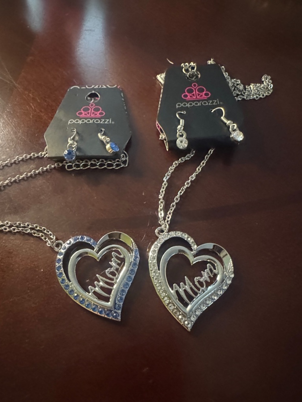 Paparrazi Silver Heart Mom Necklace Earrings Sets NWOT
